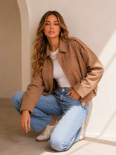 Load image into Gallery viewer, Yara Suede Bomber Jacket Soft Tan