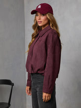 Load image into Gallery viewer, Yara Suede Bomber Jacket Wine