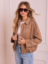 Load image into Gallery viewer, Yara Suede Bomber Jacket Soft Tan
