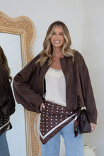 Load image into Gallery viewer, Yara Suede Bomber Jacket Chocolate