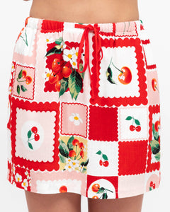 Cherry Pop Linen Blend Skirt