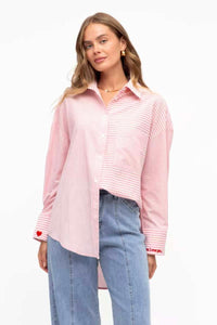Love Me Cotton Shirt Pink Stripe