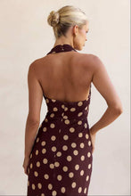 Load image into Gallery viewer, Rhea Maxi Dress Chocolate Polka Dot

