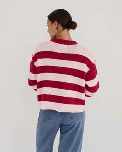 Marsila Knit Jumper Pink Red Stripe