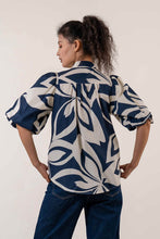 Load image into Gallery viewer, Navy Leaf Print Blouse
