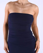 Load image into Gallery viewer, Kalena Strapless Mesh Dress Navy
