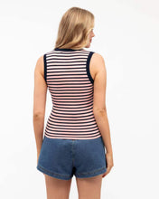 Load image into Gallery viewer, Noelle Knit Top Pink Navy Stripe
