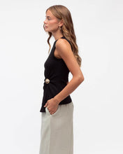 Load image into Gallery viewer, Miah Rib Tank With Brooch Black | White Closet
