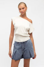 Load image into Gallery viewer, Ness Asymmetrical Jersey Top White | Paper Heart
