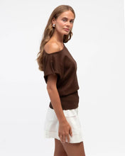 Load image into Gallery viewer, Ness Asymmetrical Jersey Top Choc | Paper Heart
