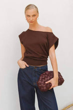 Load image into Gallery viewer, Ness Asymmetrical Jersey Top Choc | Paper Heart
