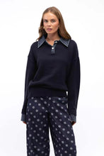 Load image into Gallery viewer, Marita Denim Collar Polo Knit | Paper Heart
