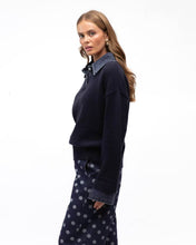 Load image into Gallery viewer, Marita Denim Collar Polo Knit | Paper Heart
