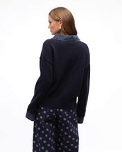 Load image into Gallery viewer, Marita Denim Collar Polo Knit | Paper Heart
