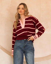 Load image into Gallery viewer, Nada Rugby Knit Jumper Merlot Stripe
