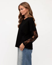Load image into Gallery viewer, Francesca Lace Tee Black | Paper Heart
