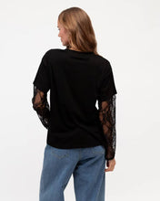 Load image into Gallery viewer, Francesca Lace Tee Black | Paper Heart
