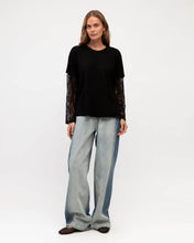 Load image into Gallery viewer, Francesca Lace Tee Black | Paper Heart
