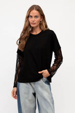 Load image into Gallery viewer, Francesca Lace Tee Black | Paper Heart

