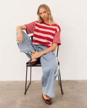 Load image into Gallery viewer, Vanessa Stripe Knit Tee Pink Red | Paper Heart
