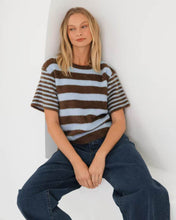 Load image into Gallery viewer, Vanessa Stripe Knit Tee Choc Blue | Paper Heart
