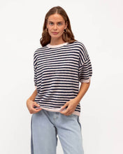 Load image into Gallery viewer, Brielle Striped Knit Tee Pink Navy
