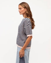 Load image into Gallery viewer, Brielle Striped Knit Tee Pink Navy

