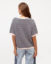 Load image into Gallery viewer, Brielle Striped Knit Tee Pink Navy
