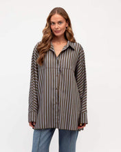 Load image into Gallery viewer, Emma Stripe Shirt Choc | Paper Heart
