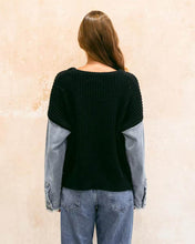 Load image into Gallery viewer, Gianna Denim Sleeve Knit Black
