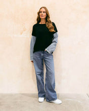 Load image into Gallery viewer, Gianna Denim Sleeve Knit Black

