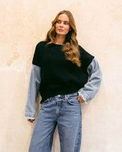 Load image into Gallery viewer, Gianna Denim Sleeve Knit Black
