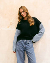 Load image into Gallery viewer, Gianna Denim Sleeve Knit Black
