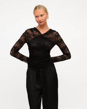 Load image into Gallery viewer, Maia Lace Wrap Top Black

