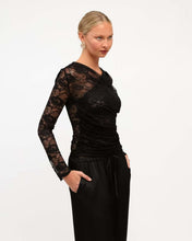 Load image into Gallery viewer, Maia Lace Wrap Top Black
