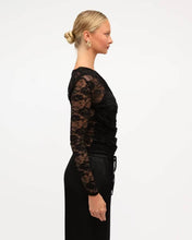 Load image into Gallery viewer, Maia Lace Wrap Top Black
