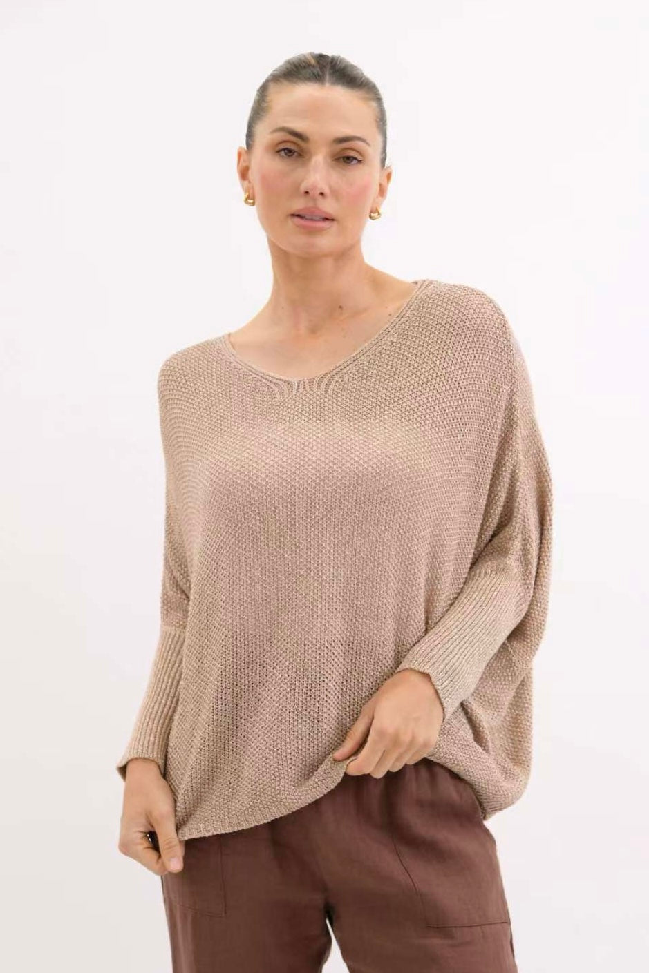 Worthier Cari Cotton Blend Knit Gold Sparkle
