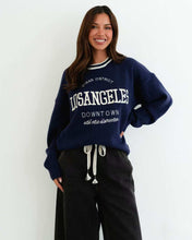 Load image into Gallery viewer, LA Crew Neck Knit Jumper Navy

