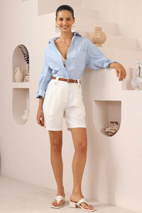 Arida Striped Cotton Shirt Blue