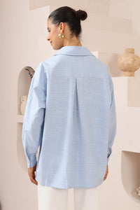 Arida Striped Cotton Shirt Blue