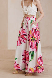 Keera Wide Leg Pants Pink Floral