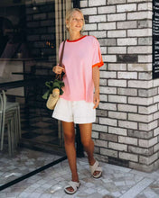 Load image into Gallery viewer, Effy Contrast Tee Pink Red Paper Heart
