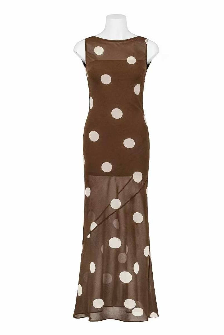 Larra Polka Dot Maxi Dress Brown