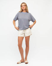 Load image into Gallery viewer, Delila Stripe Tee Blue Brown | Paper Heart
