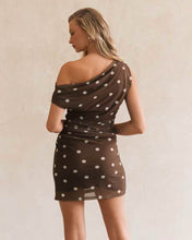 Load image into Gallery viewer, Beverly Mini Dress Chocolate Polka Dot
