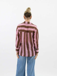 Worthier Faye Linen Shirt Chocolate Pink