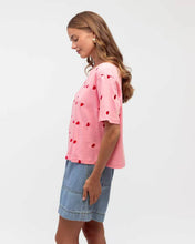 Load image into Gallery viewer, Heart Embroidered Cotton Tee Pink
