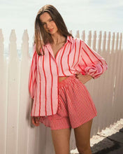 Load image into Gallery viewer, Pin Stripe Cotton Shirt Pink Red Ebby &amp; I

