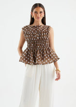 Load image into Gallery viewer, Ellody Polka Dot Top Choc
