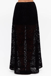 Paper Heart Lace Maxi Skirt Black